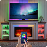 80 Inch Modern Fireplace TV Stand for TVs up to 90 Inches, Entertainment Center with Mantel, Electric Fireplace Heater, Adjustable Flame, Remote Control and LED Lighting