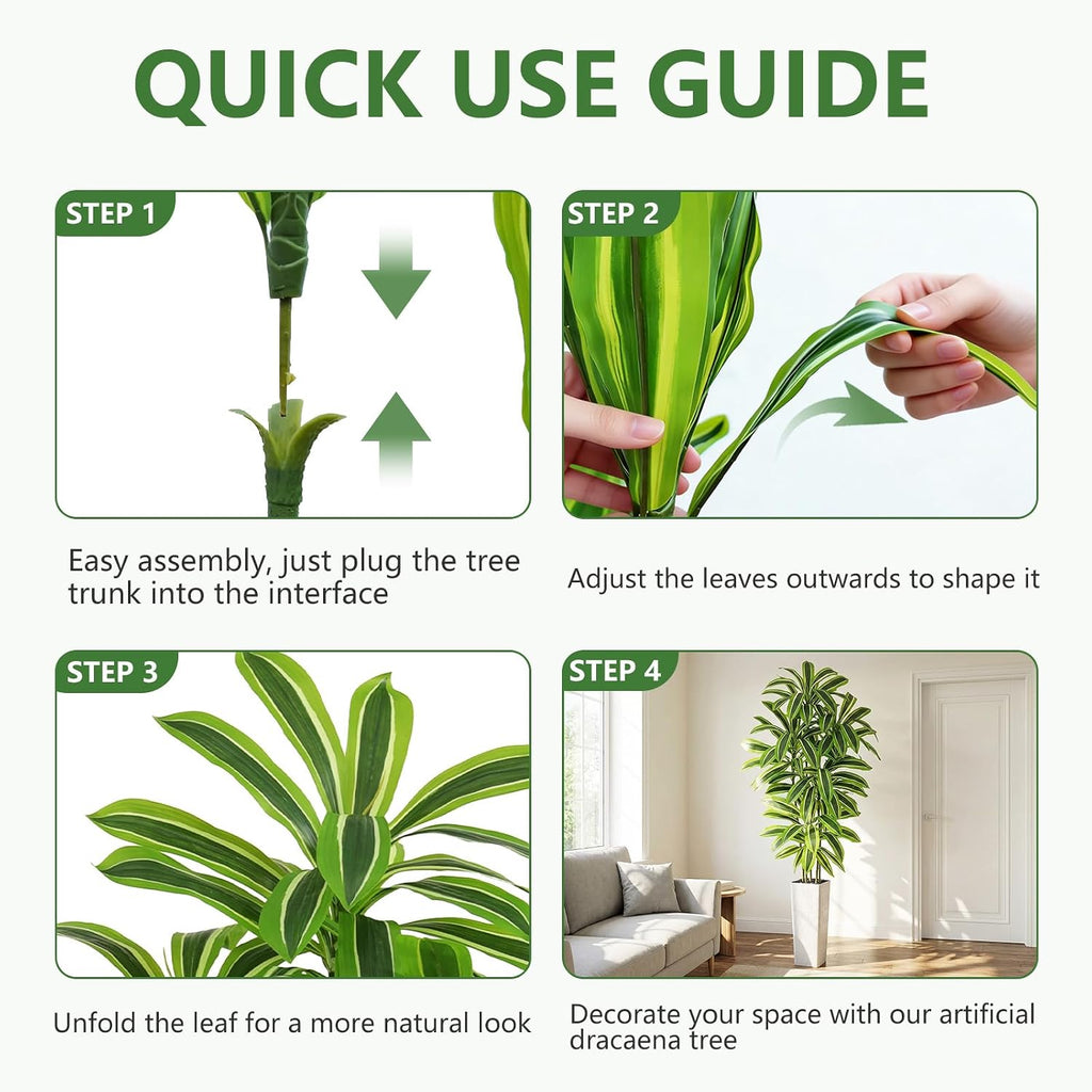 Yellow Dracaena Tree 7FT, Tall Fake Plants Indoor