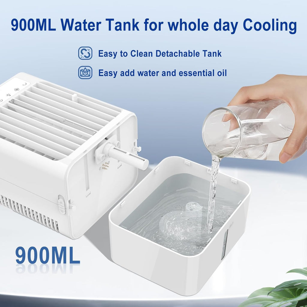 Portable Air Conditioner Fan, Mini Evaporative Air Cooling Fan with 3 Speeds & 1-8H Timer
