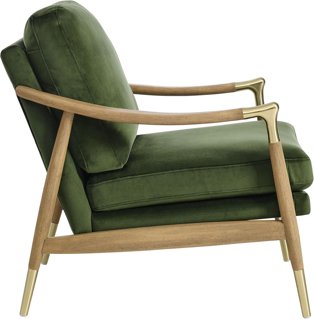 Langford Stain-Resistant Performance Velvet Armchair - Mid Century Modern Velvet Chair with Wood Frame - Upholstered