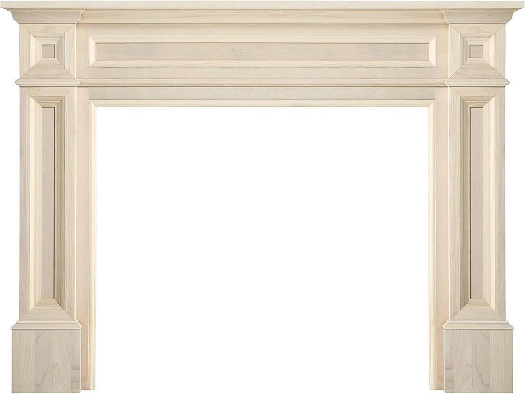 Rich Architectural Quality Wood Mantel Surround, 56"W 42"H, Unfinished