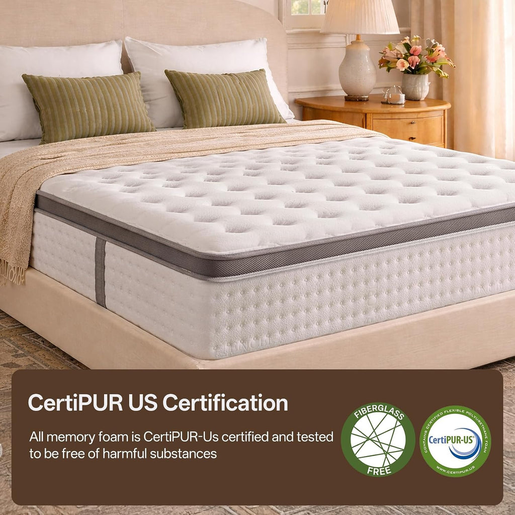 12 Inch Queen Mattress - Hybrid Mattress in a Box, Memory Foam Mattress with Pocket Springs, Medium Firm, Pressure