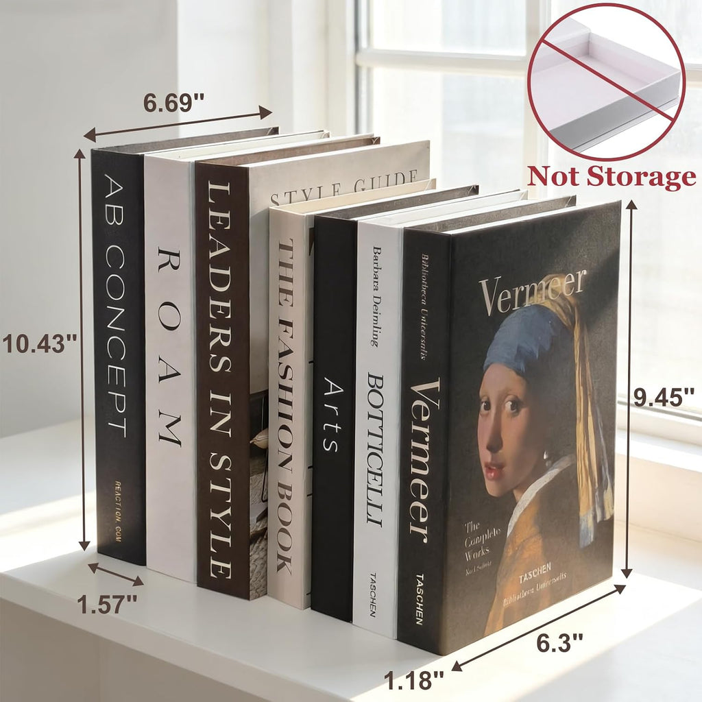 Decorative Books Decor - 7 Pcs Faux Books for Decoration, Fake Stack for Bookshelf, Coffee Table, Designer Decor Set