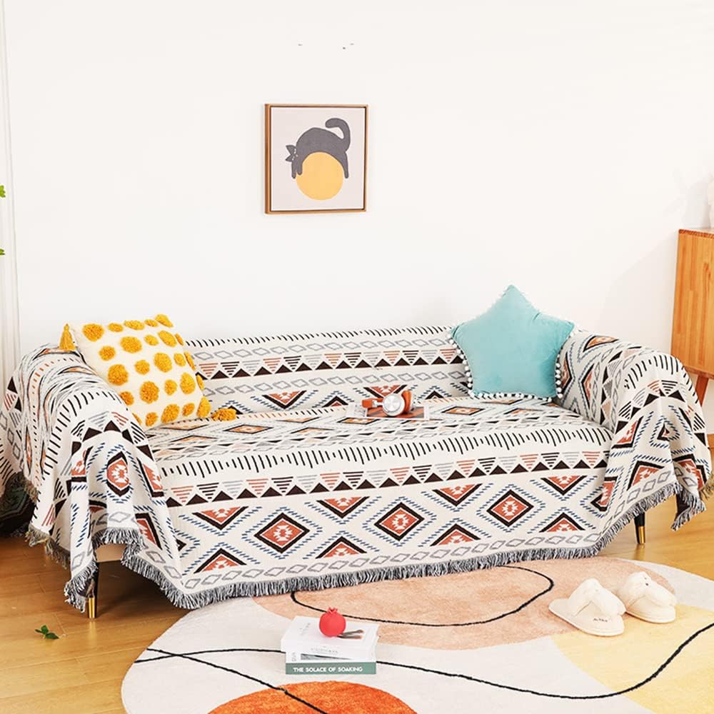Aztec Native Throw Blankets Southwest Bed Blankets Cover 51"x63" | Navajo American Western Boho,Knit with Tassel,Tapestry,Home Sofa Couch Chair Decor,Camping Picnic Tent Beach Car Traveling