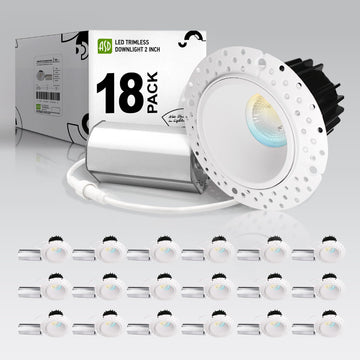 2 Inch Trimless LED Recessed Ceiling Light Fixture, Mud-in Canless Downlight with Junction Box, 5CCT 2700K-5000K, 8W
