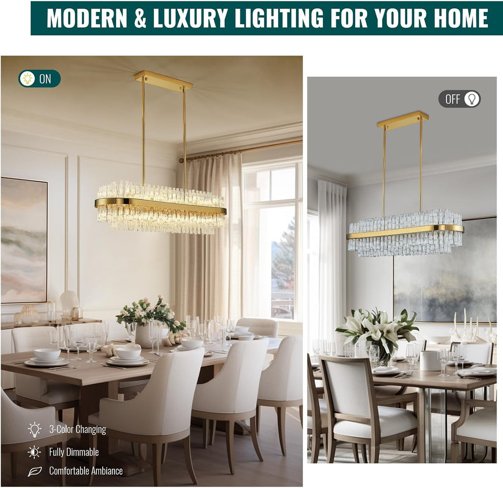 Modern Crystal Chandelier 20 Lights Gold Rectangle 2 Tiers Raindrop Chandelier Luxury Adjustable Flush Mount Oval