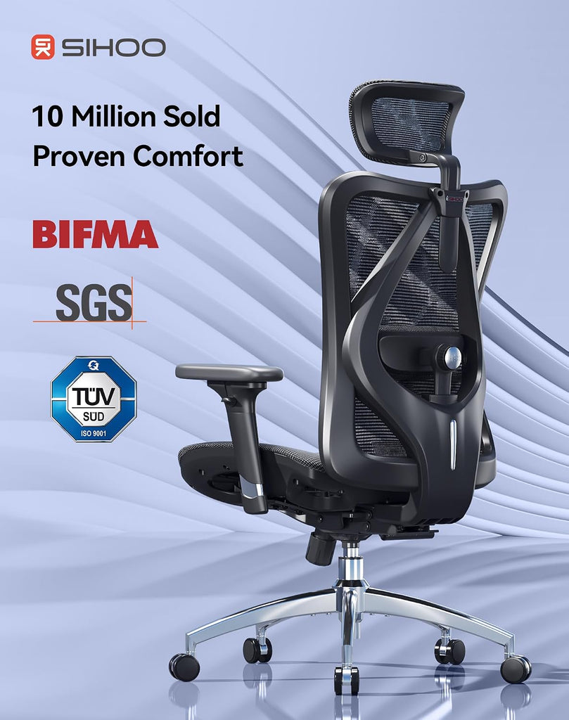 M57 Ergonomic Mesh, High Back Home Desk Chair with 3D Armrests, Lumbar Support and Adjustable Headrest, Comfortable