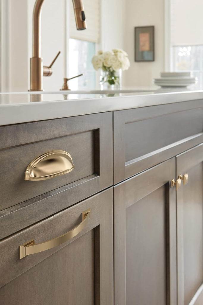 | Cabinet Cup Pull | Champagne Bronze | 3 inch or 4 inch (76 mm or 102 mm) Center-to-Center Drawer Pull | Ashby |