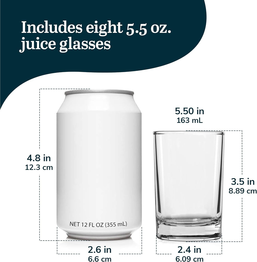 Fruit Juice Glasses, Heavy Base Glass Drinking Glasses Set of 8, Breakfast Juice Cups, Everyday Clear Drinking Glass