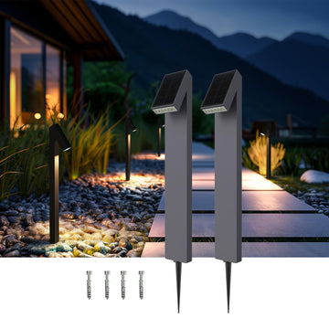 Solar Pathway Lights, 3000K Metal Solar Landscape Lights Outdoor