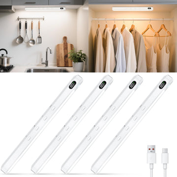 Under Cabinet & Closet Lights, Motion Sensor, Rechargeable, Magnetic, 3 Color Temps, Dimmable LED Light Bar