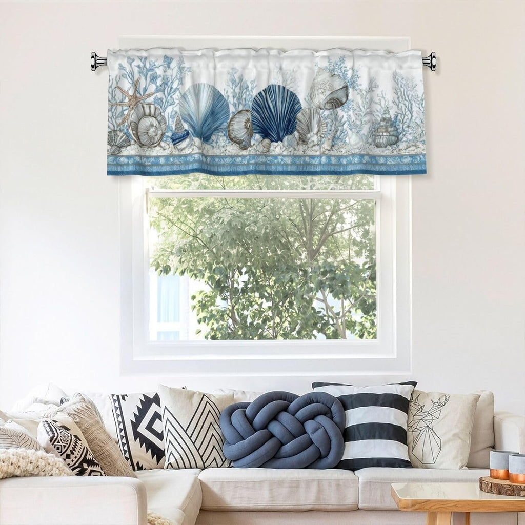 Beach Valance Curtain Window Valance Treatment Decor Small Window Curtains for Bedroom Kitchen Bathroom Living Room 1
