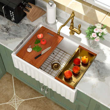 30 Inch Farmhouse Sink White Ceramic Apron Porcelain 30x20 Fireclay Farm Kitchen Sink Workstation Single Bowl Large