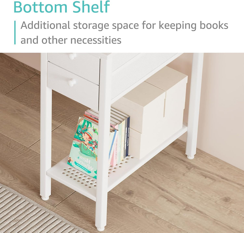 White Small Desk with Drawers - 40 Inch Computer Desk for Small Space Home Office