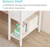 White Small Desk with Drawers - 40 Inch Computer Desk for Small Space Home Office