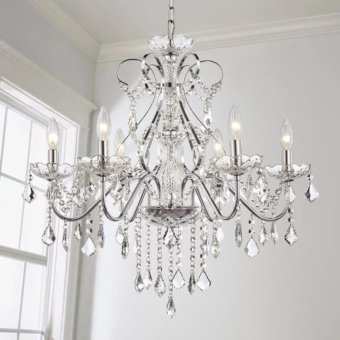 6 Light Crystal Chandelier Light Fixture Modern Chandelier Crystal Lighting, Crystal Pendant Raindrop Chandelier for Dining Room,Bedroom,Living Room,H23 x D24 A100-B075F2SBM8