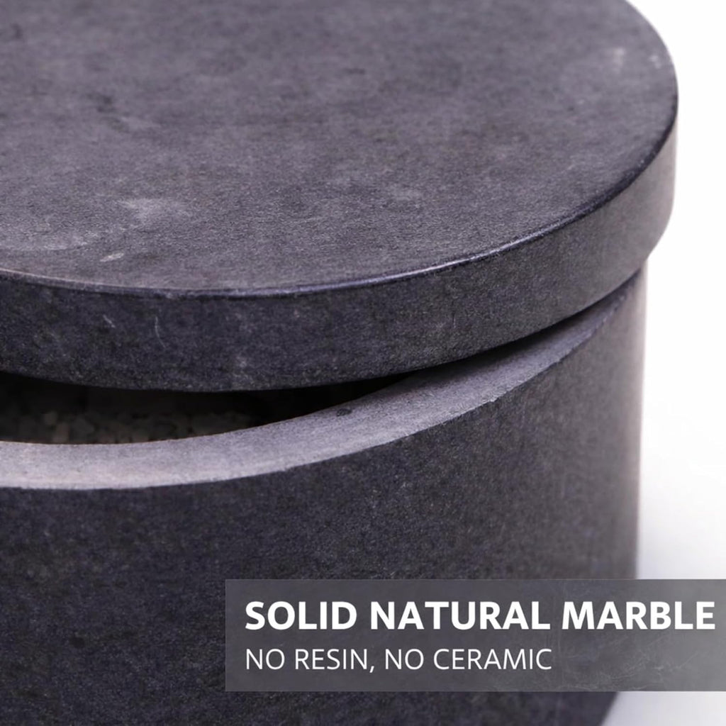 Round Marble Salt Box With Lid, 3.5" x 2"