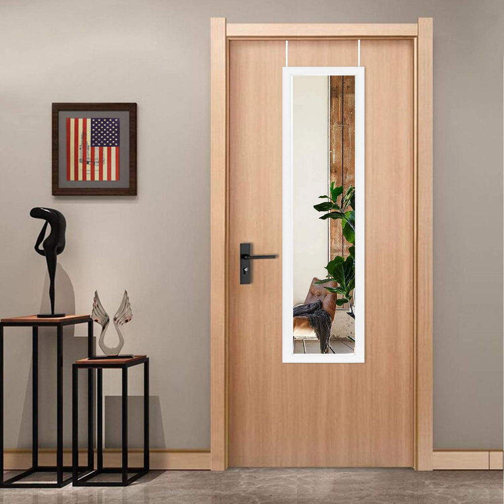Over The Door Mirror Wall Mirror Dressing Make Up Full Length Hanging Door Mirror Polystyrene Frame and More(White
