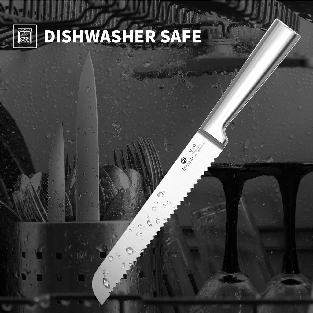 Knife Set - Kitchen Knife Set 15 Pieces Japanese Stainless Steel Knife Block Set with Sharpener - Dishwasher Safe