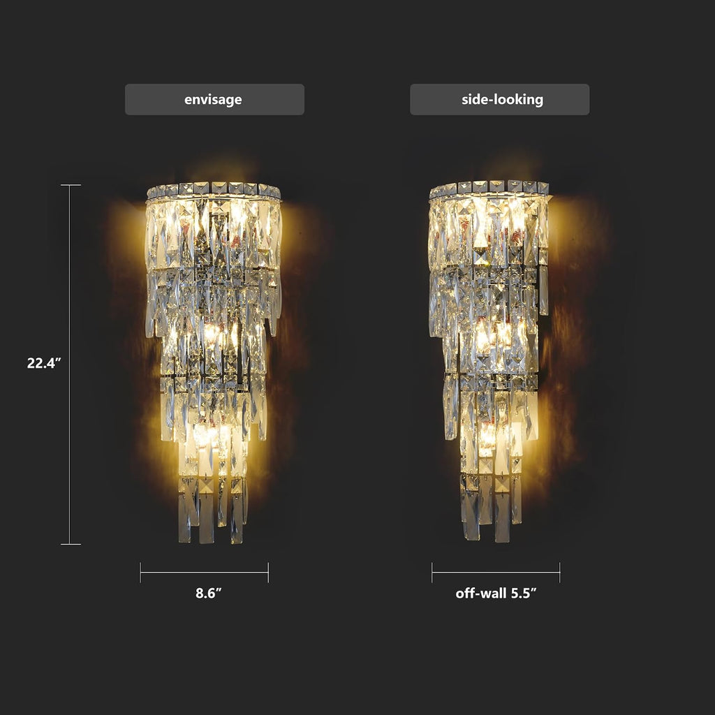 Wall Sconces,Modern Crystal Wall light Fixtures Indoor Luxury Chrome Wall Lamp,K9 Acrylic Crystal Drops Wall