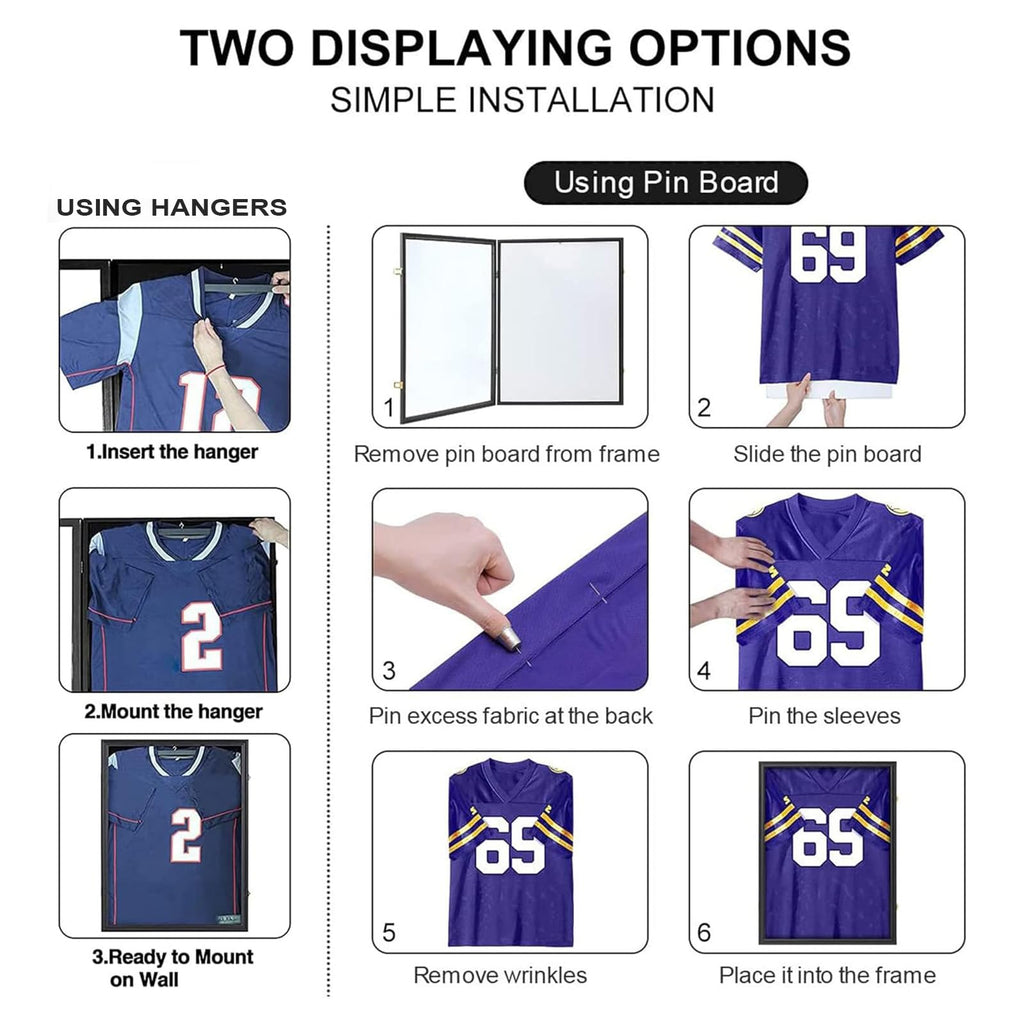 Jersey Frame Display Case, Black Shadow Box for Sports Jerseys, 1P