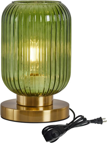 Glass Table Lamps Mid Century Modern Globe, Dimmable Green Table Lamp, Small Gold Table Lamp