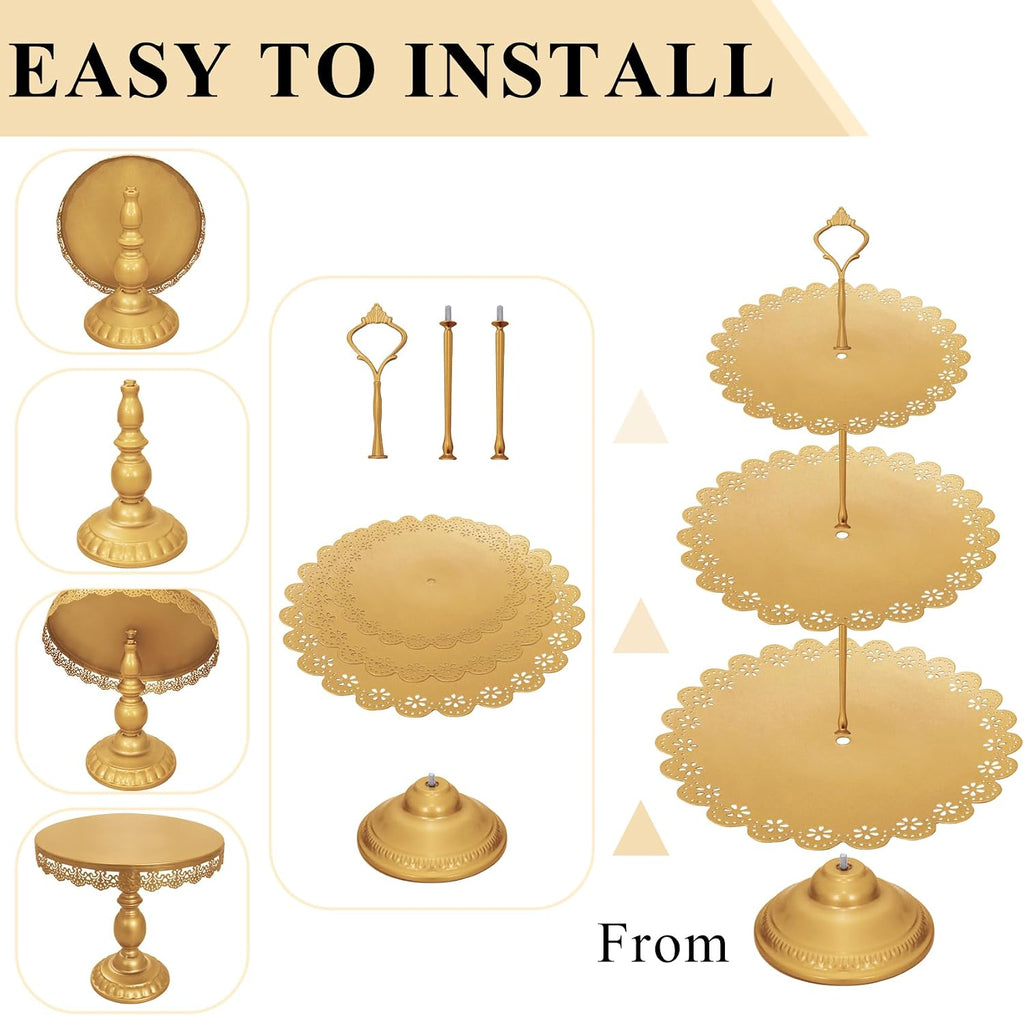 Set of 9 Cake Stands Metal Cupcake Stand Set Multiple Styles Candy Fruit Display Tower Dessert Plate Cake Serving