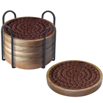 6 Pack Absorbent Coasters, 4.3 inches Cork for Coffee Tables, Wooden Drink Coasters, Farmhouse, Bar, and Office