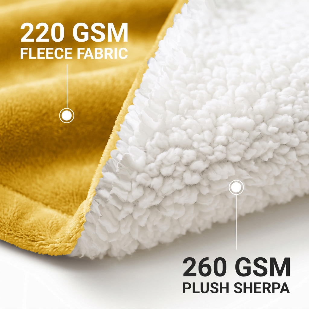 2 Pack Sherpa Throw Blankets 50x60" Couch Mustard