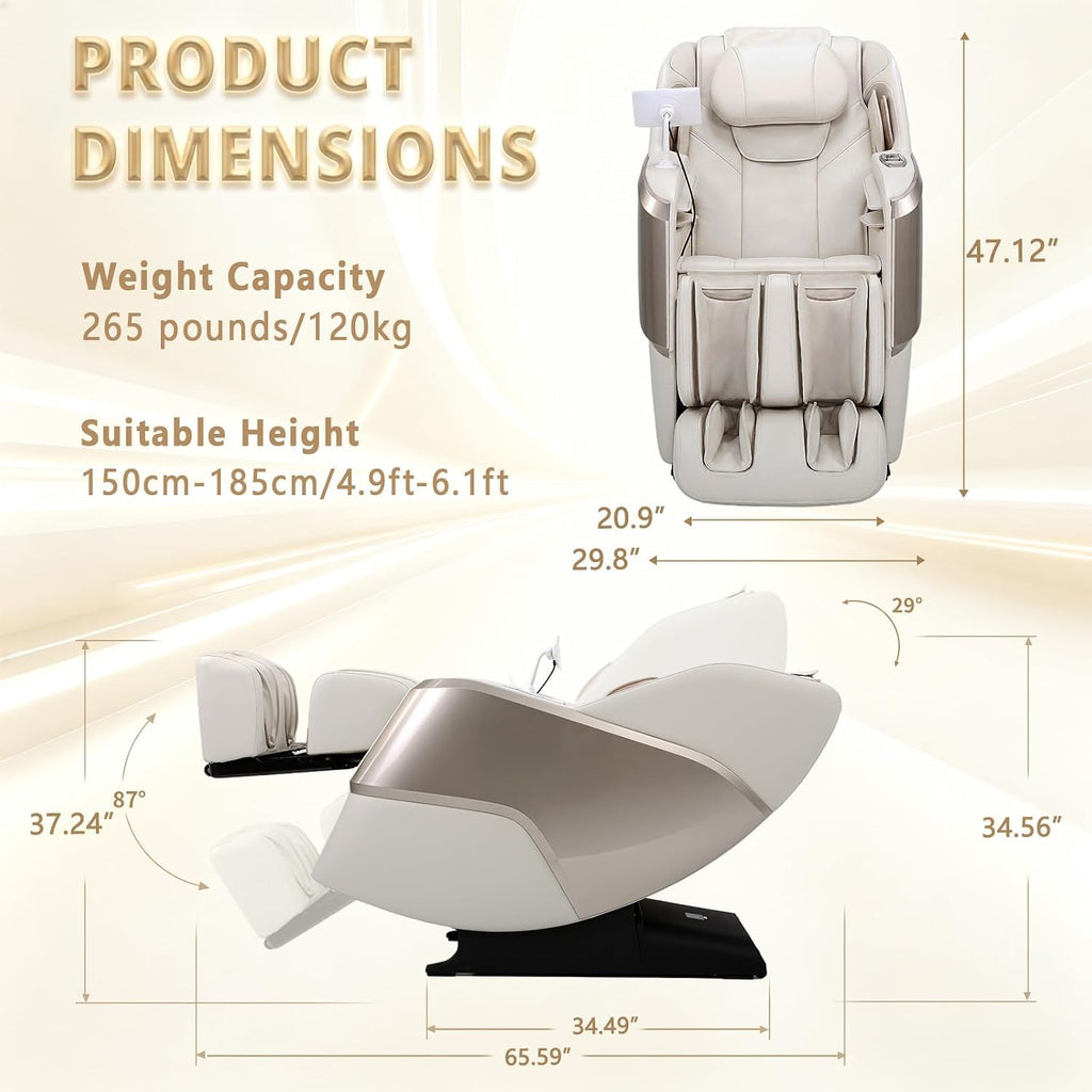 4D Full Body Massage Chair Zero Gravity,Smart Pressure-Sensing,55" SL-Track | SL-Track Neck to Feet,18 Auto Modes,4
