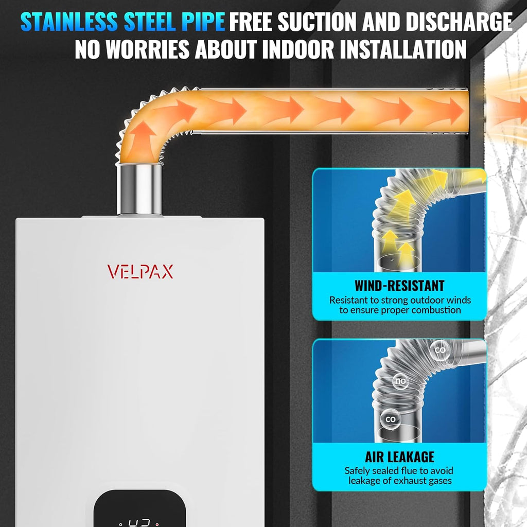 Natural Gas Tankless Water Heater, 4.21GPM 16L Indoor, Instant Hot Gas water heater
