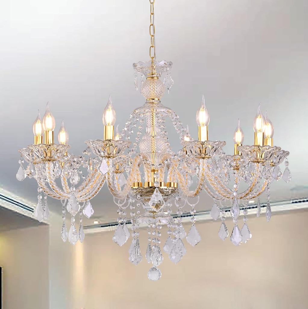 10-Light Crystal Chandelier Clear K9 Crystal Luxury Ceiling Light Fixture Flush Mount Pendant Lighting for Living Room Dining Room Bedroom Kitchen Hallway Entryway A110-B0D5WCD97Q