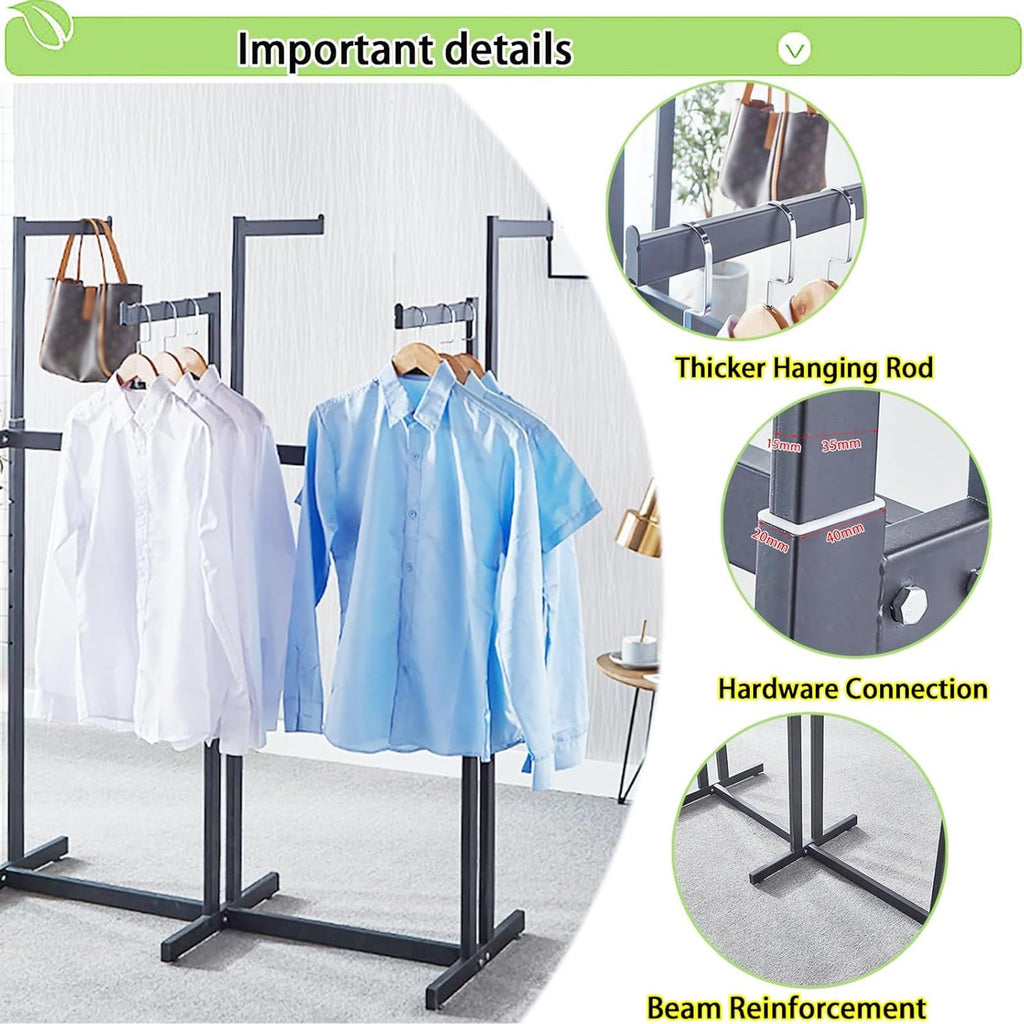 Floor Standing Metal Garment Rack - Heavy Retail Display Racks With Wheels