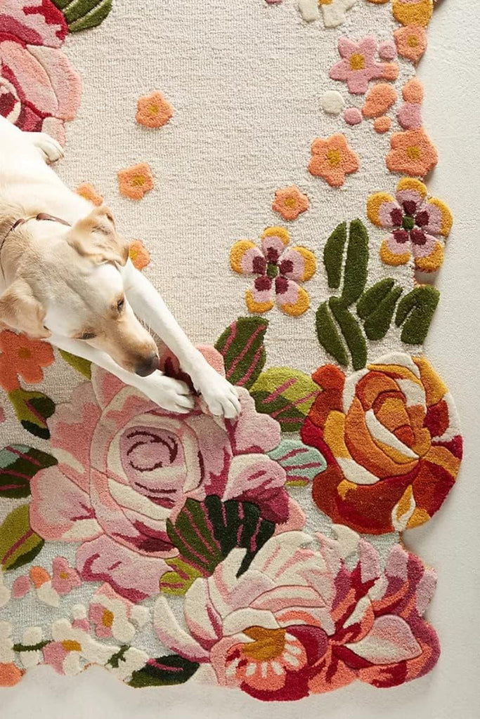 Hand Tufted 100% Woolen Floral Loop/Cut High Low Pile Rug (Color Whiite Multi 8x10 Feet)