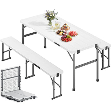 6ft Folding Picnic Table with Benches, Portable Picnic Table Set