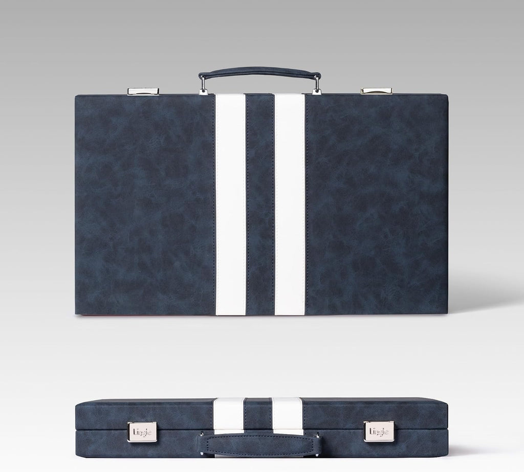 15inch Backgammon Sets for Adults, Classic Backgammon Board with Unique Checkers Dice, Faux Leather Exterior