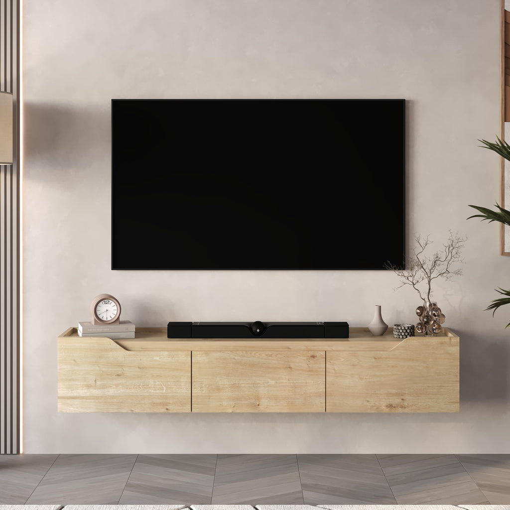 Mobili Floating TV Stand for 75 Inch TVs, Modern Entertainment Center with Cable Management, Elegant TV Stands