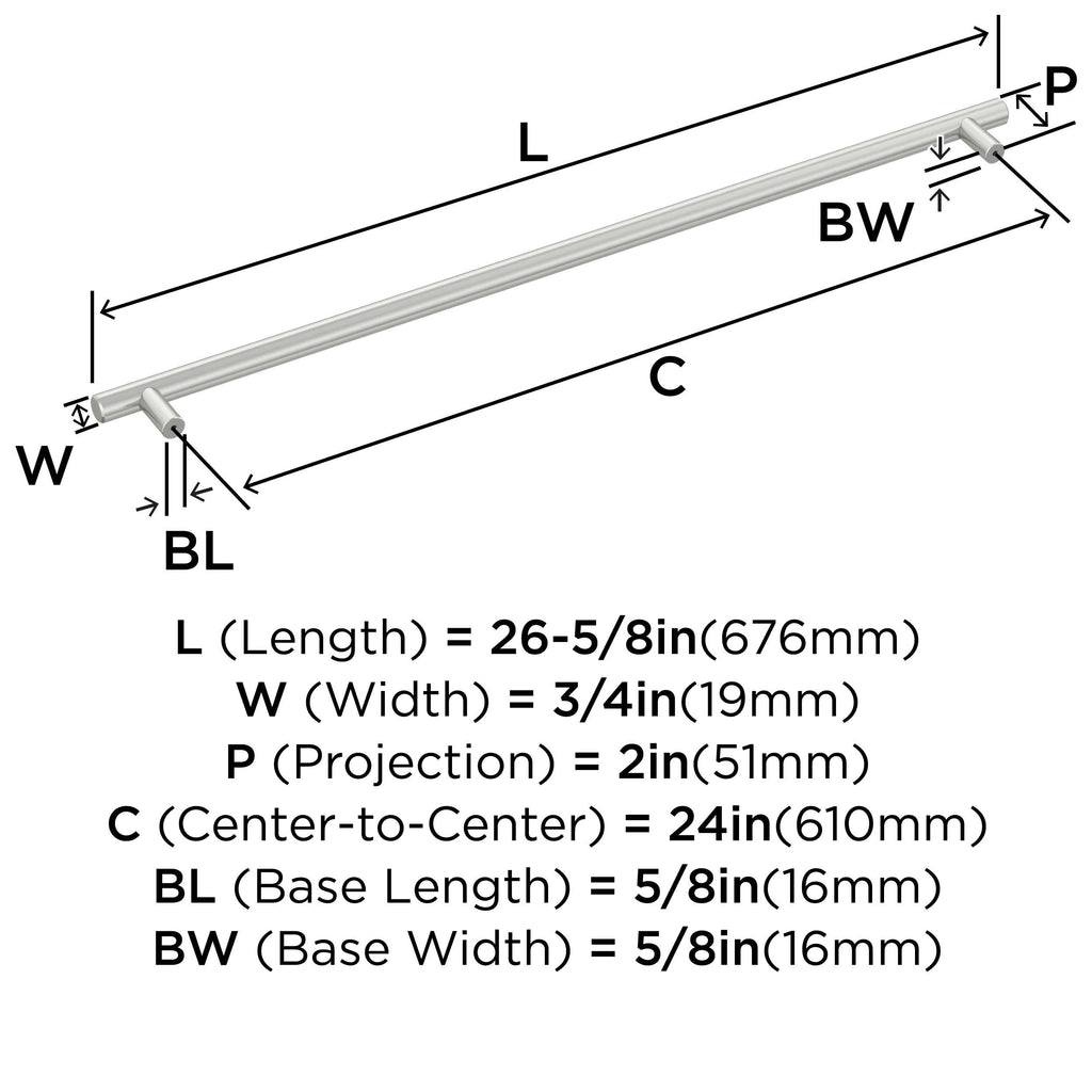 24" Bar Pulls Stainless Steel Appliance Pull
