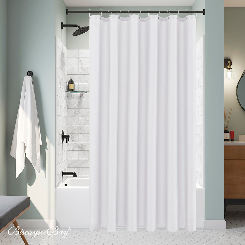 Fabric Shower Curtain Liner 96x72 Inch-White Extra Wide Shower Liners
