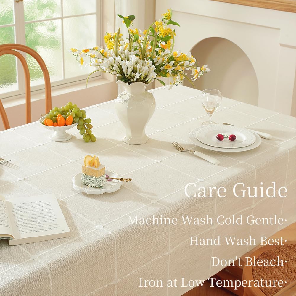 White Linen Tablecloth Rectangle 53 x 86 Inch, Cotton Linen Table Cloth Rectangle Heavy Weight Washa