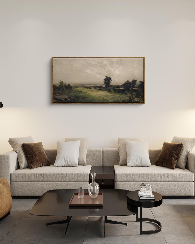 Extra Large Framed Vintage Wall Art, Living Room Country Farmhouse Decor, Wilderness Landscape Paintings, Canvas