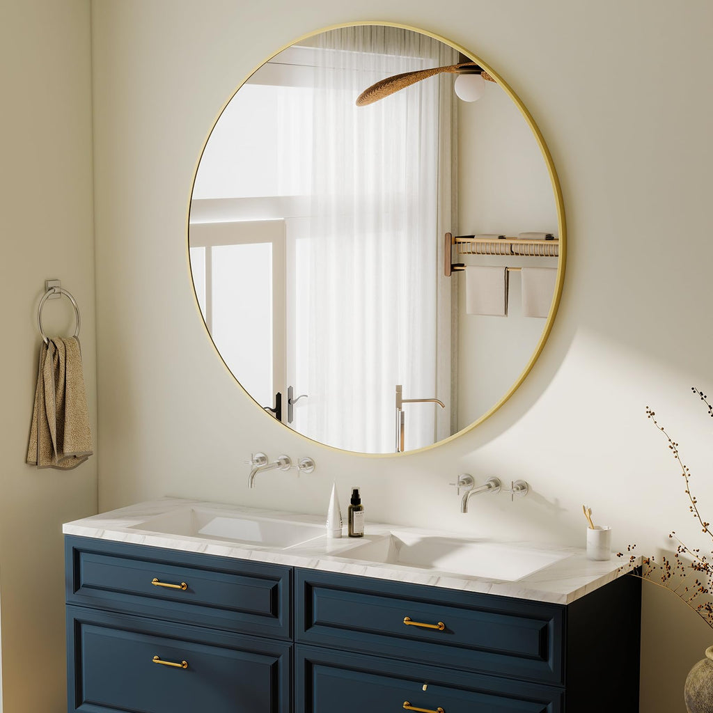 48 Inch Round Mirror Gold Circle Bathroom Mirror