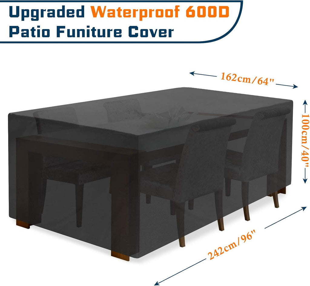 Outdoor Patio Furniture Covers,96" L x 64" W x 40" H,Black,Rectangle