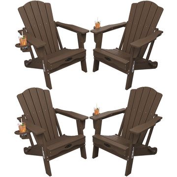 Folding Adirondack Chair Set of 4, HDPE Fire Pit Chair Set of 4