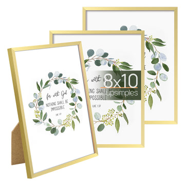 8x10 Picture Frame Glass, Thin Border, White Photo Frames, 3Pcs