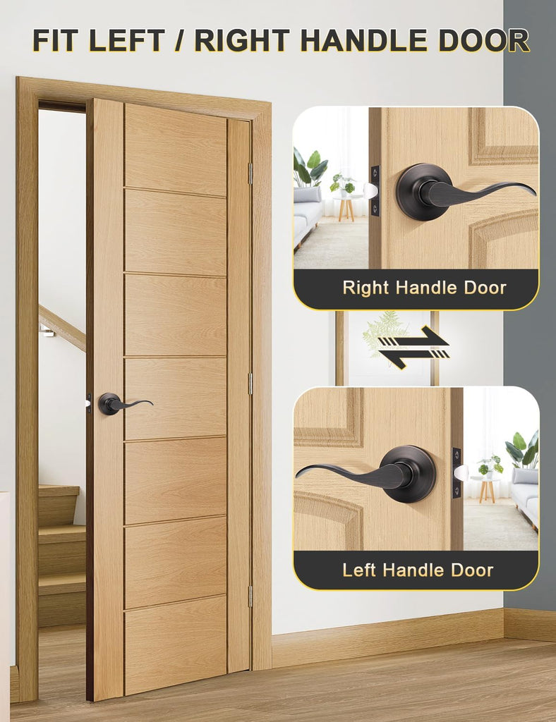 2 Pack Passage Door Lever No Lock, Oil Rubbed Bronze Door Handle Interior