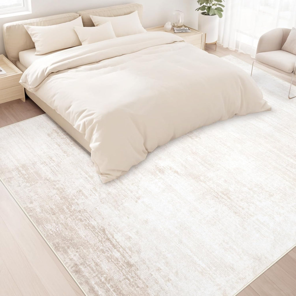 Area Rugs Living Room: Washable Rug Modern Abstract Large Rugs Soft Non Slip Neutral Rug Stain Resistant Indoor
