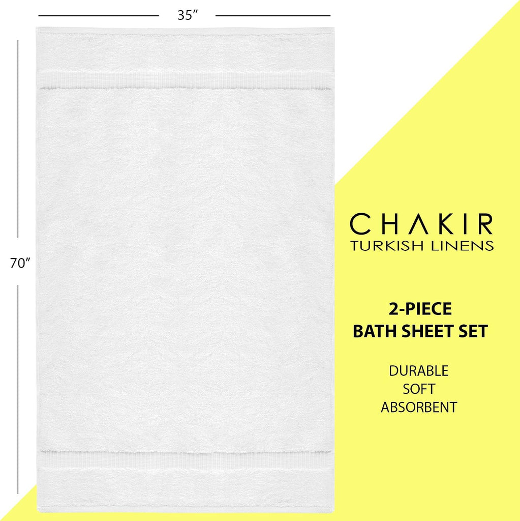 100% Cotton Premium Quality Turkish Bath Sheets (35''x70'' Large Bath Sheet Towels - White)