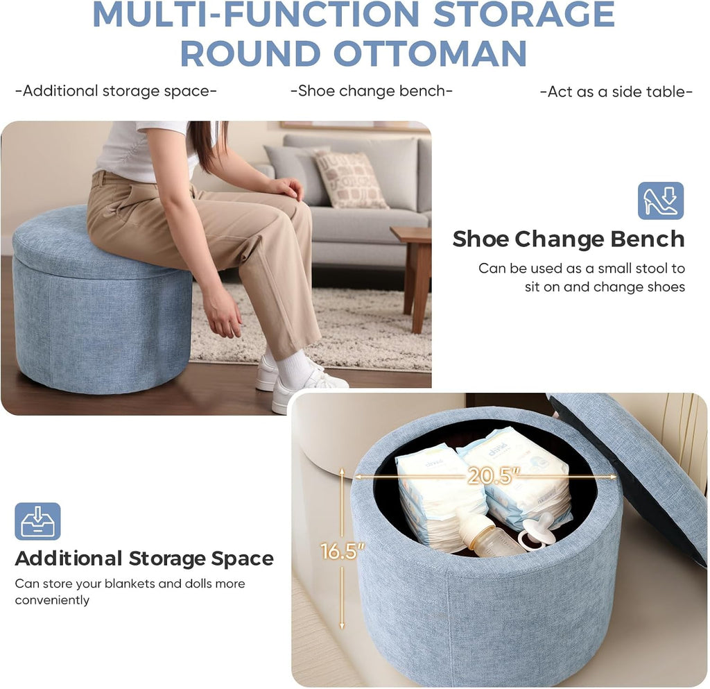 Large Power Recliner Chair Swivel Glider with Ottoman, Blue | Chenille Nursery Glider with USB Charging Port & Lumbar
