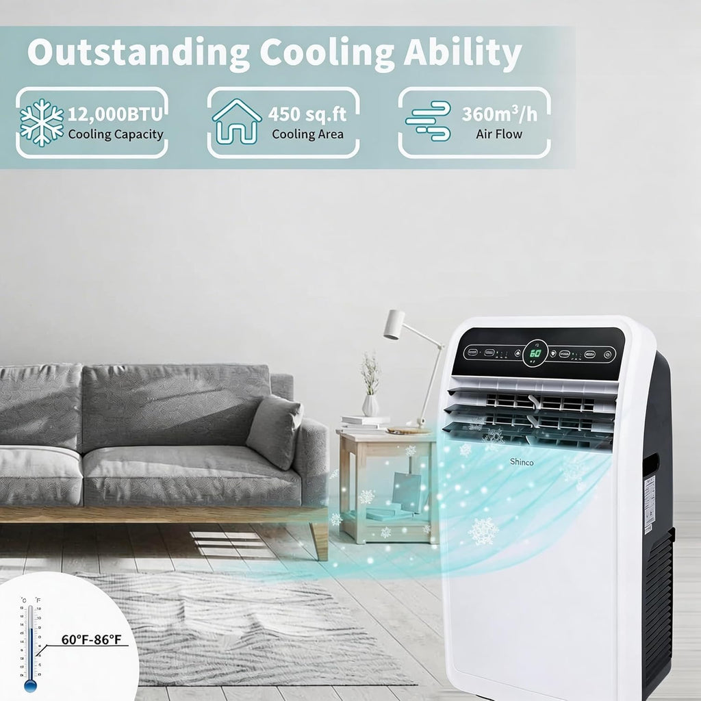 12,000 BTU Portable Air Conditioner, Portable AC Unit with Built-in Cool